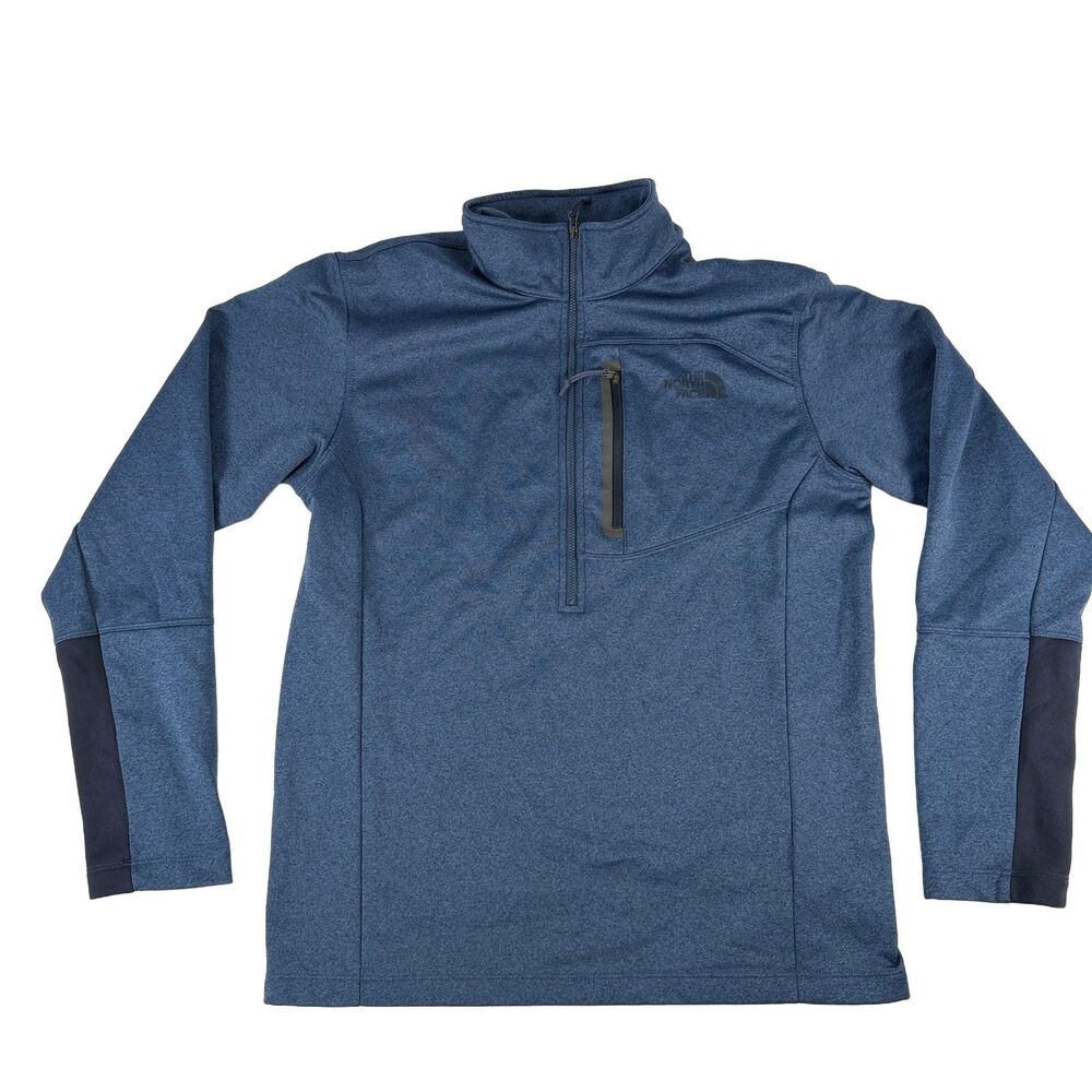 The North Face Mens M 1/4 Zip Fleece-Lined Pullover Blue Heather Long Sleeve